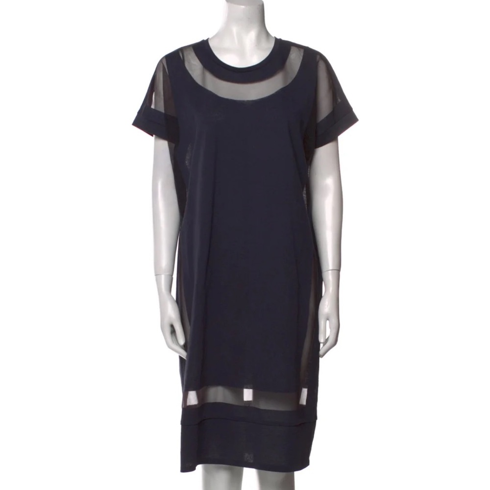Weekend Max Mara sheer short sleeved pullover dress Navy size large